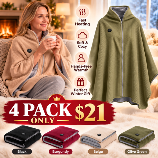 Wearable Heated Blanket Wrap for Women – Ultra-Soft Fleece Winter Cover